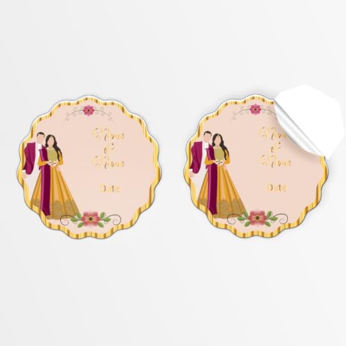 Image of Brown Cloud Personalized Emboss Gold Foil Printed Message /Name /Quote Gift Label /Sticker for Wedding Gifts /Favors (LB GF WEDD 007)(Pack of 40)