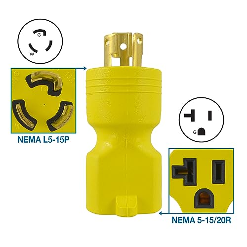Conntek 30128-YW Locking Plug Adapter NEMA L5-15P to NEMA 5-15/20R by Conntek - Used condition - Image 2