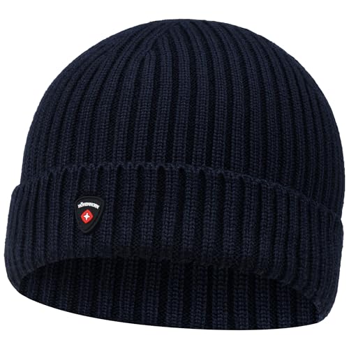 Höhenhorn Nordföhn Knitted Beanie Merinowolle Strickmütze Navy Rubber V2