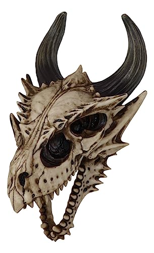 Ebros Gift Jurassic Beowulf Gnarling Dragon Head Skull Realistic Fossil Wall Sculpture Or Desktop Statue Paperweight 11.75