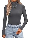 Eigenschaften: ZEAGOO schlichtes Damen Langarmshirt Turtelneck mit langen Ärmeln, einfarbigem Design, hohem Kragen und schmaler Passform, die Ihre Kurven betont. Der Kragen von Basic Rollkragenpullover Damen lässt sich umschlagen oder wenden, um Ihren Hals vor Kälte zu schützen. Die schmale Passform hält die Kälte ab.