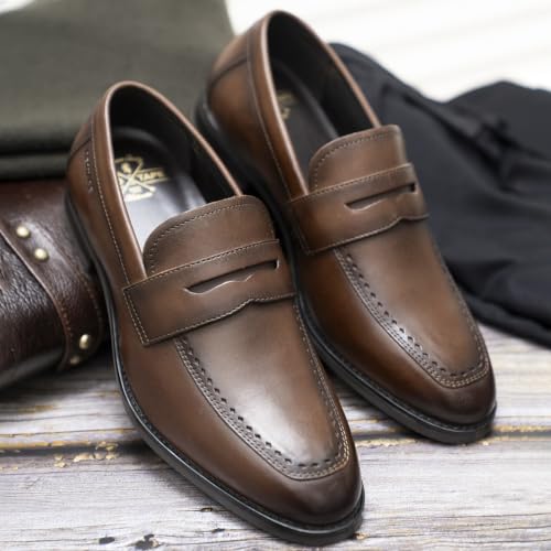 Image of Red Tape Men's Formal Shoes Teak Leather Round Toe Slipon Flexible Support