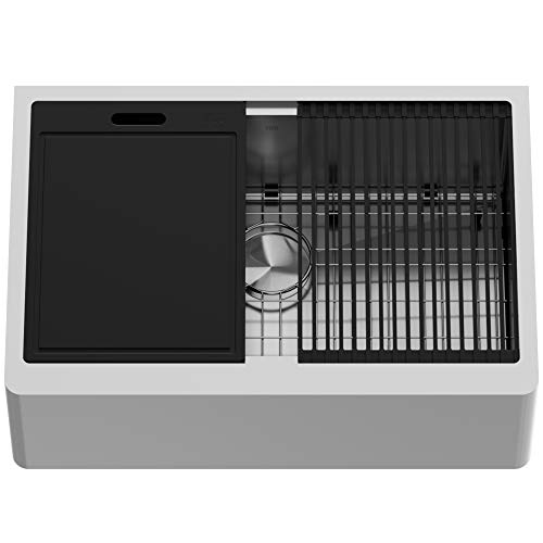 Vigo Vgs3020Fa 20.5" L -30.0" W -10.0" H Single Bowl Stainless Steel Undermount Farmhouse Kitchen Sink In Stainless Steel With Grid And Strainer #TOP23