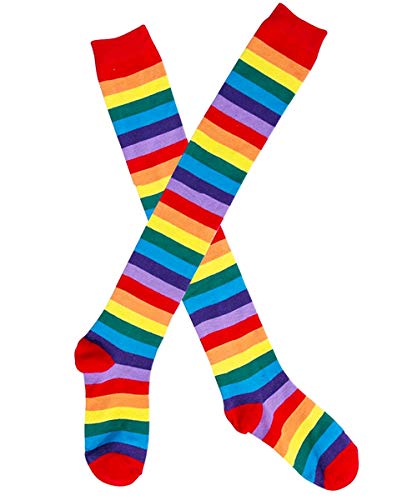 Yelaivp Girl's Stripe Rainbow Thigh High Socks Cosplay Over Knee Stockings Gloves Set Arm Leg Warmers For Women #TOP1