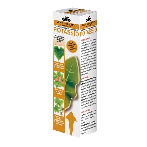 CIFO – Integratore al Potassio per Piante Contro Foglie Gialle, Fiori Radi e Frutti Insipidi - Azione Curativa e Preventiva per Orto e Giardino, Applicazione su Foglie e Terreno, Flacone 250 ml