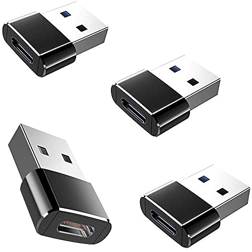 USB C zu USB A Konvertierungsadapter USB C Buchse USB Stecker Konvertierungsadapter USB C Typ Konvertierung Smartphone PC etc. entsprechend [4 Stück/Schwarz] Cover
