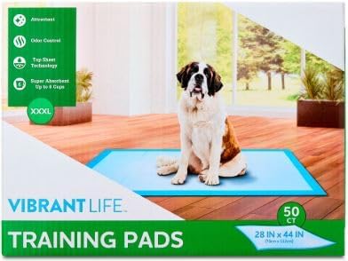 Vibrant Life XXXL Training Pads, 28" x 44", 50 Count