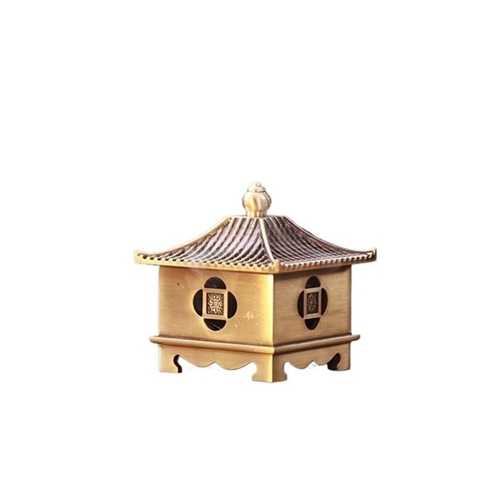 Incense Burner Creative Square Copper Incense Burner For Stick Or Coil, Sage Cones And Frankincense(Bronze)