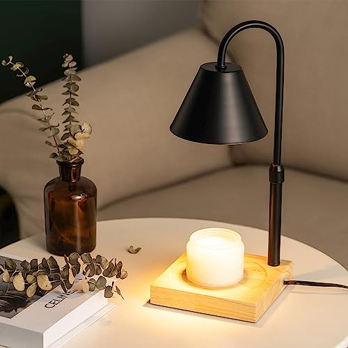 GODONLIF Candle Warmer Lamp, Dimmable Candle Lamp Warmer, Adjustable Height, Timer, Bedroom Living Room Home Decor Wax Melt Warmer for Scented Wax with 2 Bulbs, Black