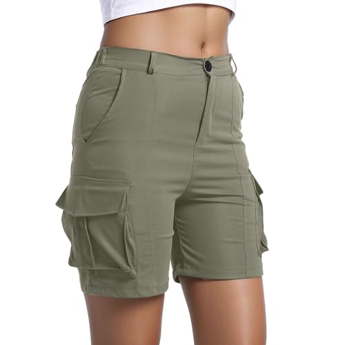 Short cargo femme longueur genou à taille élastique pour l'été