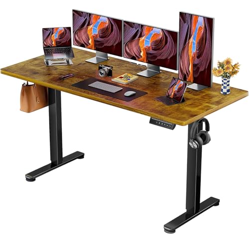 ErGear Escritorio Elevable Eléctrico, Mesa Ajustable en Altura, Mesa de Oficina con Panel Inteligente de 4 Memorias, Escritorio con Gancho para Mochila y Tablero Ensamblado (Blanco, 160x80 cm)