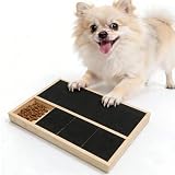 Dog Nail Scratch Pad with Treat Box, Solid Wood Nail Filing Board that Trims Nails Naturally Without Clippers for Dogs that Hate Nail Cutting, Indoor and Outdoor Training Tool (Black)