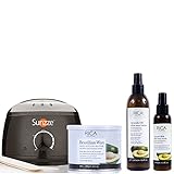 Sunzze Wachserhitzer Set mit Brazilian Waxing Avocado mit Erhitzer, Serum, Lotion und Holzspatel zur Haarentfernung mit Heißwachs, ohne Vliesstreifen
