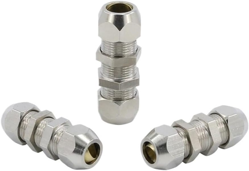 Bulkhead Straight Push Brass Pipe Fitting Connector 4-16mm OD - Compression Ferrule Tube Fitting, 1 Piece(16mm)