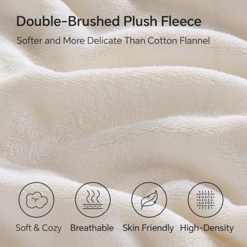 Image of BEDELITE Flannel Full Fitted Sheet & Pillowcases Set, White, 3 Pieces | Ultra Soft Plush Fleece Bed Sheet with Elastic Corner Straps, 16 Inch Deep Pocket, Fuzzy All-Season Gift & Room Decor