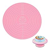Esterilla de silicona para hornear, alfombrilla de silicona para tartas, alfombrilla de silicona para hornear con medidas para tartas, plato giratorio, soporte, antiadherente, resistente al calor