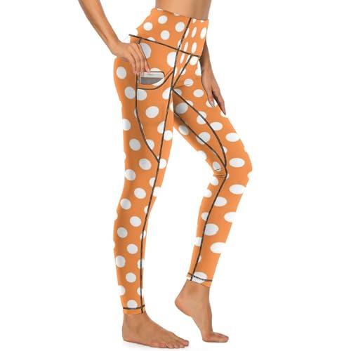 Legging orange clair à pois fini le pantalon de yoga qui glisse