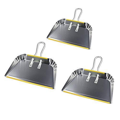 PHYEX 3-Pack 17" Heavy Duty Metal Dust Pans, Wide Dustpans for Household, Easy to Assemble by PHYEX - Used condition - US$24.61