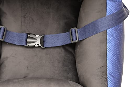 BOUTIQUE ZOO Hunde Auto Sitz | Universal Waschbar Hundeautositz für Hunde und Katzen | Farbe: Blau | Kunstleder, Flauschig Plüsch | Größe: 55 x 55 cm