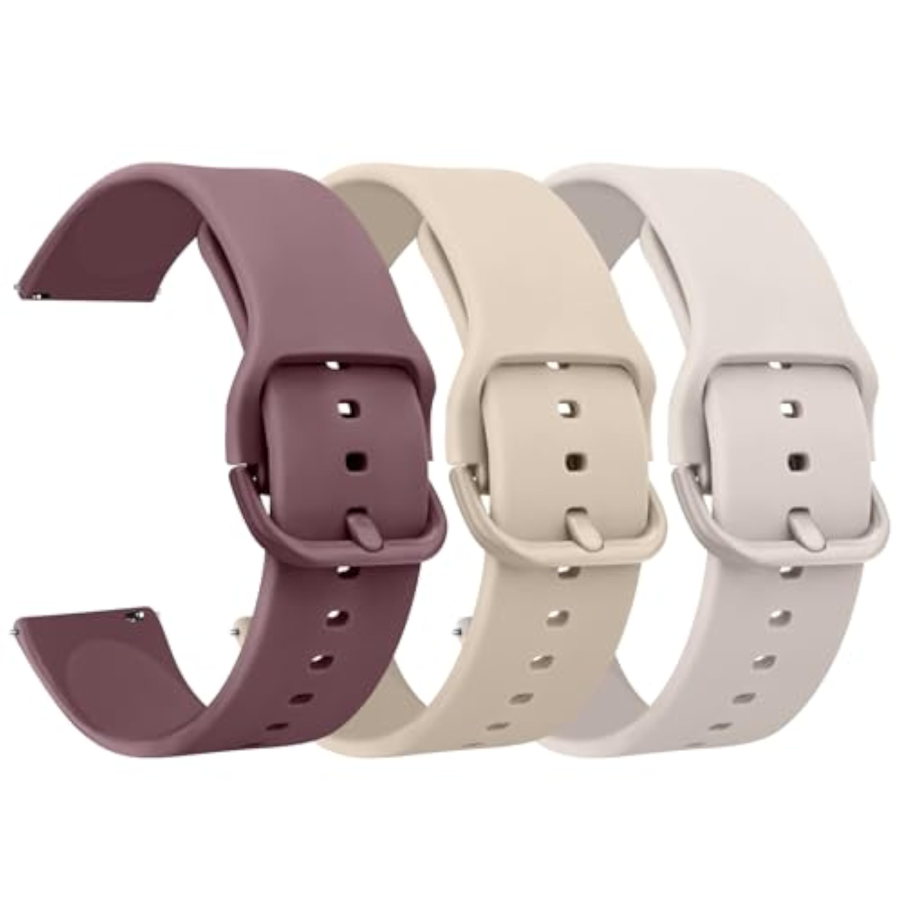 Meliya 3PACK Correas para 20mm Reloj Silicona de Liberación Rápida para Hombre y Mujer,Nuevo Suave Silicona Ajustable Pulseras de Repuesto para 20mm Reloj(Starlight/Marrón/Púrpura1)