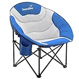 ✔ KOMPAKT: Durch die Klappfunktion kann der große Campingsessel zu einem kompakten Packmaß zusammengeklappt werden. Der Tragegriff am Stuhl und die Tragetasche erleichtern den Transport des Sessels.