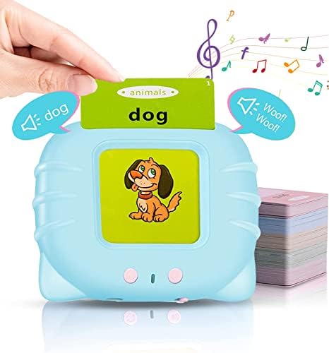 Talking Flash Cards Speech Therapy Toys for Toddlers 2-5 Years, Learning Educational Toys for 2 3 4 5 Year Olds, Preschool Montessori Learning Resource Electronic Interactive Toys Gift for Kid(Blue)