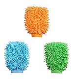 【Wiederverwendbar】Die elastische Handgelenksmanschette hält die Autowaschhandschuhe an Ort und Stelle. 100% maschinenwaschbar und trocken für eine einfache Reinigung, hält mehr Wasser als Schaffell, wiederverwendbar.
