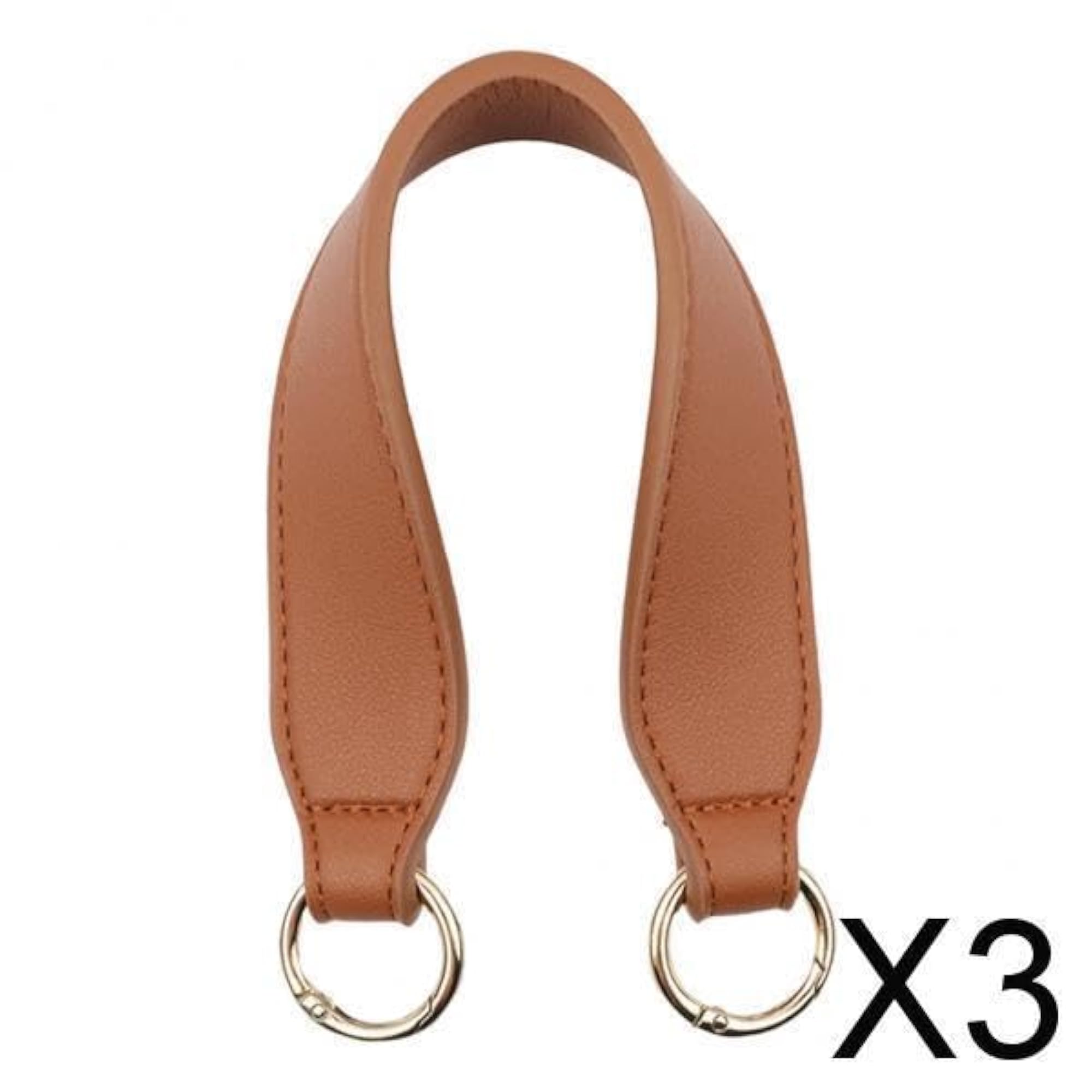 3x PU Leather Bag Strap Replacement Detachable Tote Handbag Handle, Brown
