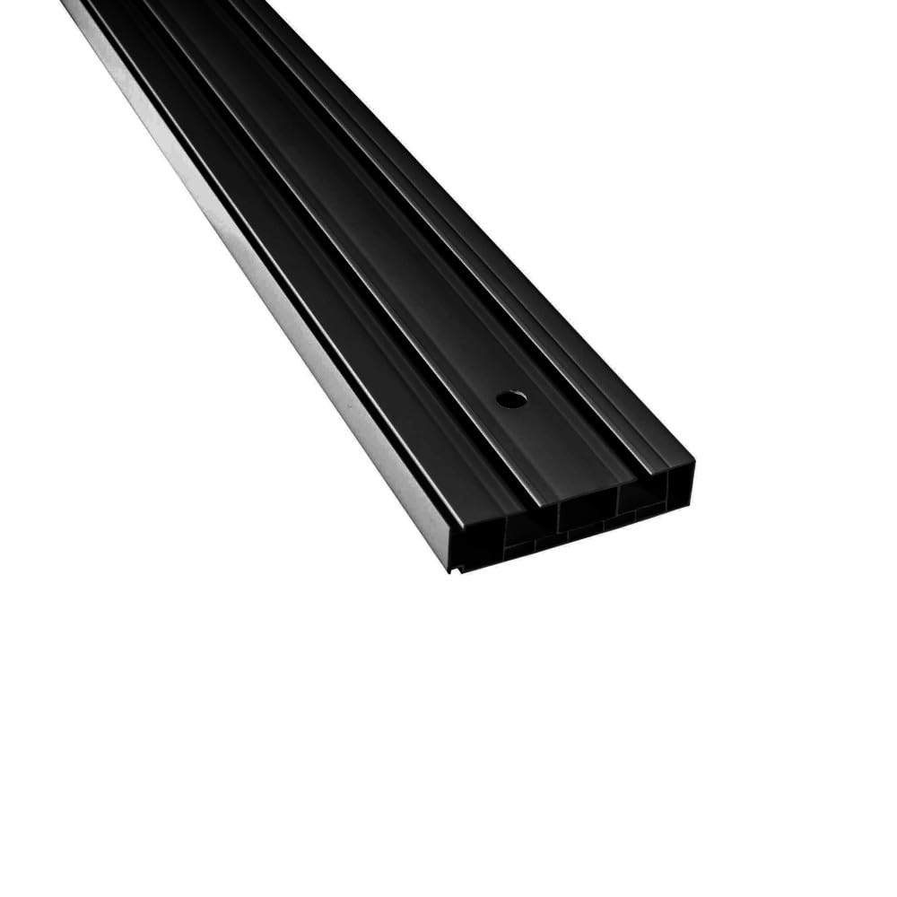 SN Deco - Vorhangschiene SH Set 2-läufig, Gardinenschiene, vorgebohrt, m. Blende schwarz 7.5cm, Komplettes Zubehör und Röllchen (Schiene Schwarz, Blende Schwarz, 300 cm - aus 2 Teilen)