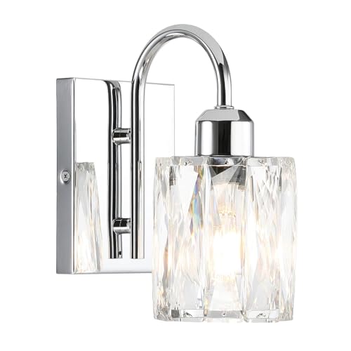 XiNBEi Lighting Bathroom Wall Sconce,1-Light Chrome Vanity Light with K9