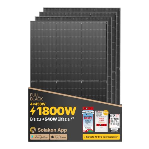 Solakon Solarpanel 450W, Bifazial Glas-Glas N-Type Solarmodul...