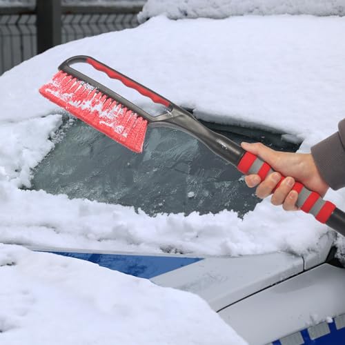 LoyaGour Snow Brush and Ice Scraper for Car Windshield,26.4" Window Scraper Deicer for Car SUV and Truck,Ice Scrapers and Brushes 2 in 1,Winter Car Automotive Exterior Accessories(1Pack Red) - Thumbnail 7