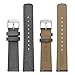 WOCCI 20mm Retro Leather Watch Band for Men and Women, Quick Release Replacement Strap with Silver Buckle (Grey)
