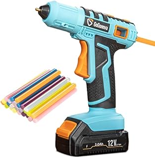 12V Cordless Glue Gun, GoGonova 15s Fast Heating Hot Glue Gun with Anti-Drip Design, Rechargeable Battery and 25 Mini Multicoloured Glue Sticks. Ideal for Home Decoration, Crafts, DIY