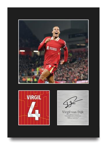 Image of HWC Trading Virgil van Dijk Gifts Printed Signed Autograph Picture for Football Fans and Supporters - A4 Portrait