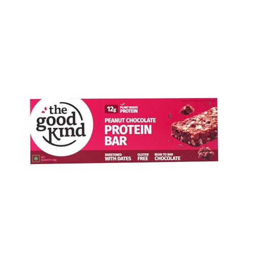Image of The Good Kind Peanut Chocolate Protein Bar (Pack of 5), 60gm(each), Plant Based Protein Peanuts, Naturally Sweetened with Dates, Cranberries, Perfect for Snacking, Gluten Free, Palm Oil free & Vegan