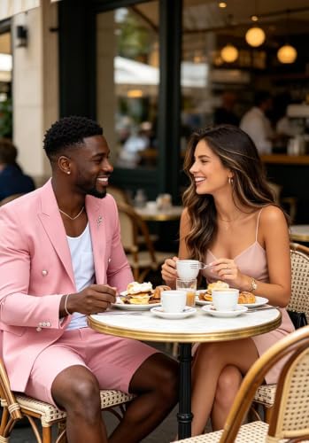 Image of Short Suits for Men 2 Piece Summer Mens Suit Beach Wedding Tuxedo