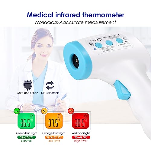Non-Contact Infrared Forehead Thermometer For Baby And Adults,No Touch Instant Read Digital Infrared Thermometer Gun With Fever Alarm, Touchless Kids Thermometer, Instant Accuracy Readings #TOP4