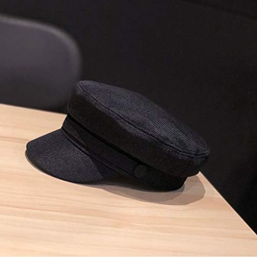 ZYElroy Cotton Linen Sailor Captain Caps Retro Breton Beret Cap Flat Top Newsboy Fisherman Hat Unisex