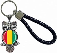 Guinea Flag Keychain Souvenir Gift Keychain Owl Key Chain for Men Women Guinea 18CM (7.09"), Guinea