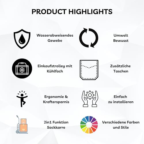 44Liter Aluminium Einkaufstrolley Treppensteiger mit Kühlfach, Klappbar Shopping Trolley mit Treppenläufer, Einkaufswagen Faltbar, Einkaufstasche mit 6 Rädern, Einkaufskorb mit Rollen - Schwarze – Bild 5