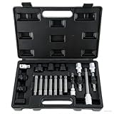 FreeTec 18pcs Coffret Douille Poulie Alternateur, 1/2' Outil Poulie Alternateur, Clé Poulie Roue Libre Alternateurs avec 33 Dents, Extracteur Demontage Alternateurs pour VW Audi VAG Fiat (Noir)