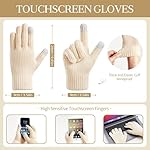 Coolprince Womens Long Scarf Gloves and Hat Set Cold Weather Hat Scarf Glove Set for Women Winter Beanie Hats with Pom Pom - Image 3