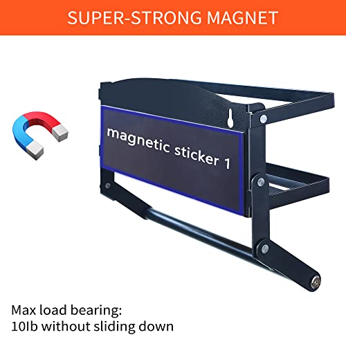 Foldable Magnetic Paper Towel Holder Refrigerator Storage Spice Rack With 3 Mobile Hooks And Paper Towel Holder(Single Layer/Black) Strong Magnetic Shelf For Refrigerator #TOP3