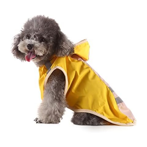 KTHZI Dog Raincoat Adjustable Pet Waterproof and Windproof Clothes Lightweight Rain Jacket Poncho for Hoodies with Strip Reflective(Orange,XX-Large,YY28) Cover