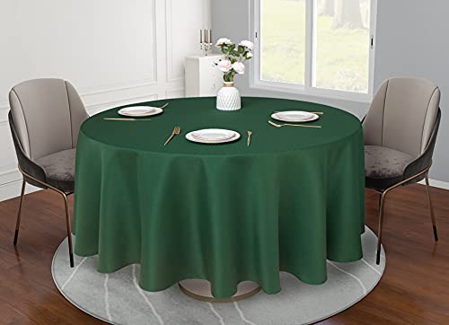 Biscaynebay Textured Fabric Round Tablecloths 70 Inches In Diameter, Hunter Green Water Resistant Spill Proof Tablecloths For Dining, Kitchen, Wedding, Parties. Etc. Machine Washable #TOP6