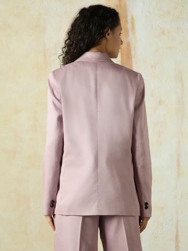 Image of High Star Women Solid Longline Length Oversized Notch Lapel Collar Full Sleeve Blazer