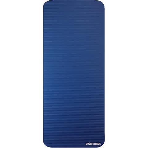 Sport-Thieme Gymnastikmatte Premium mit Ösen | Schadstofffreie Fitnessmatte, Trainingsmatte, Yogamatte | Blau | LxBxH: 190x80x1,5 cm | geschlossenzelliger Spezial-Schaumstoff Cover