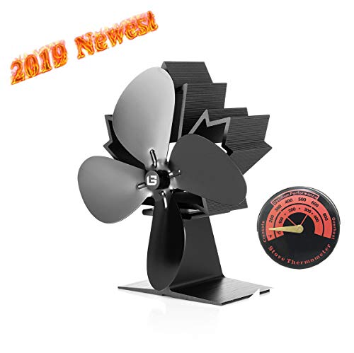 G G-WEI Wood Stove Fans 4 Blades Fireplace Fan 2019, 50°C Heating Silent