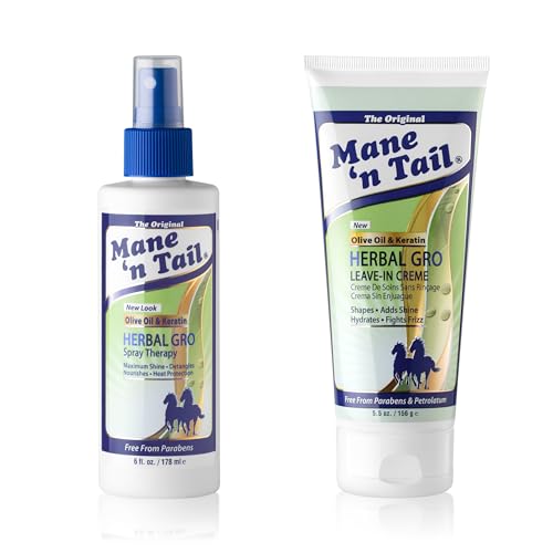 Mane 'n Tail Herbal Gro Leave-in Care Combo Set, Leave-in Creme (5.5 Oz) & Spray Therapy (6.5 Fl Oz)